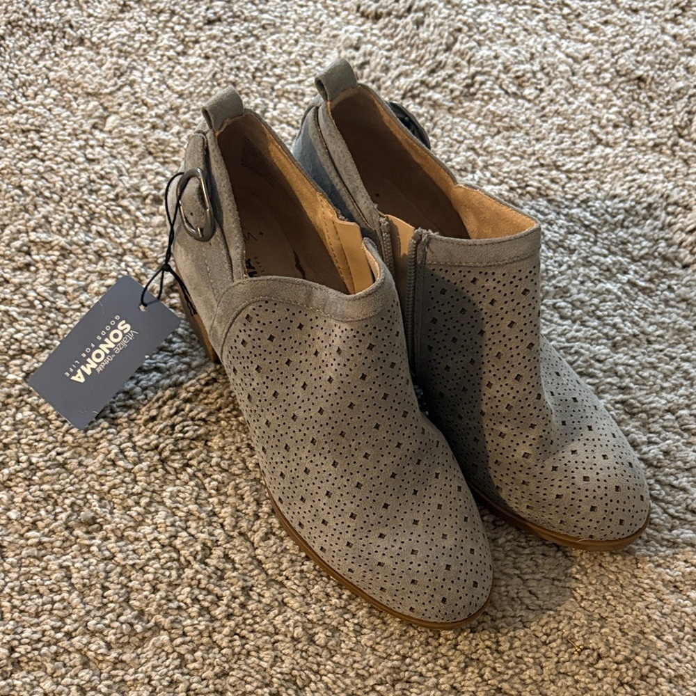 Sonoma Charcoal Perforated Ankle Boots